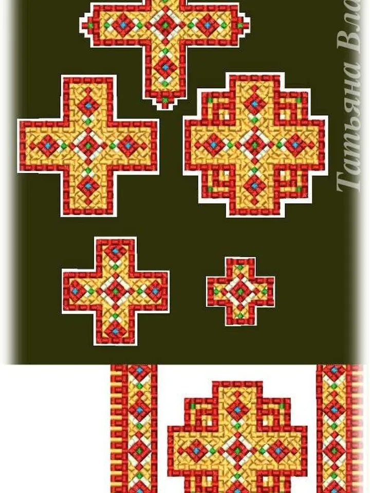 "Mosaic" designs for machine embroidery.