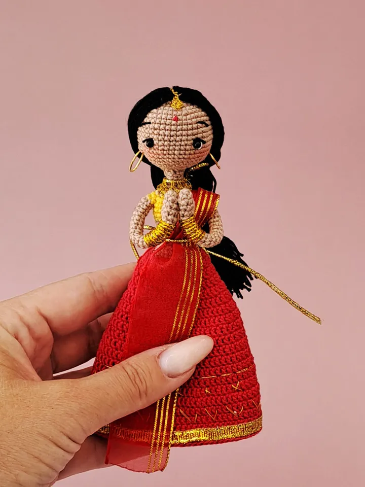 Crochet indian doll. indian handmade gift. amigurumi indian doll.