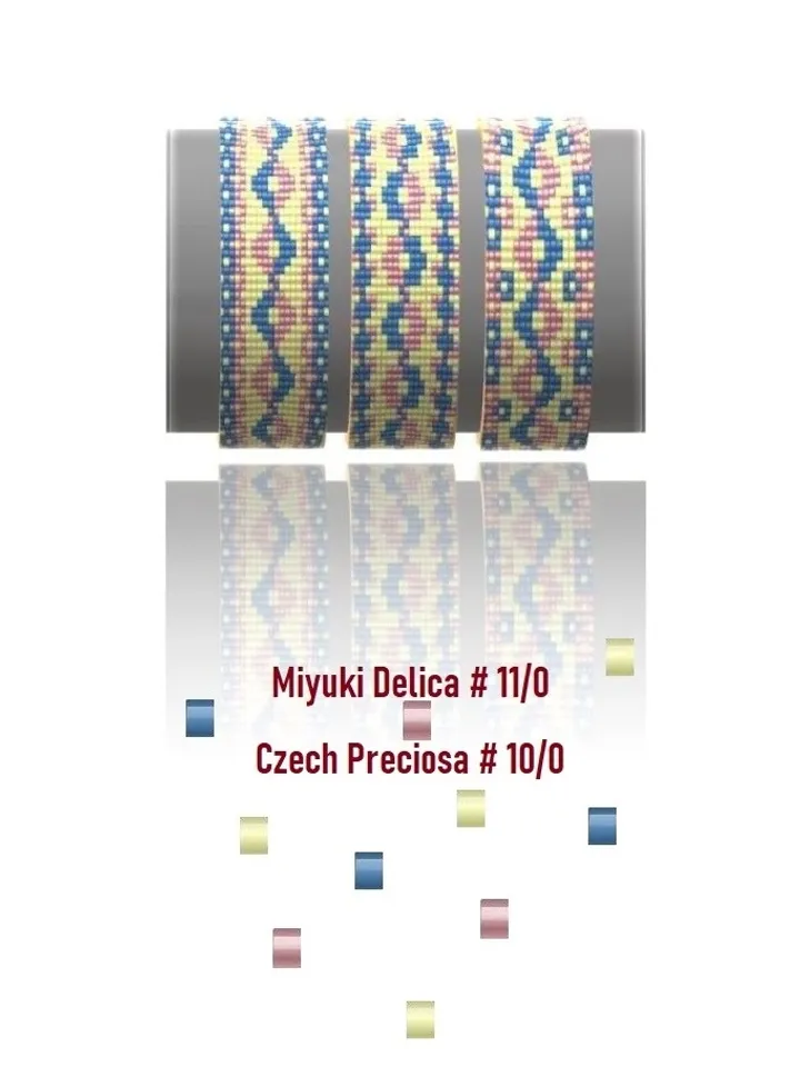 Cuff Bracelet Loom-Square Stitch Bead Patterns, Bracelet Beading Patterns, Miyuki Delica, Czech beads Preciosa, Instant Download