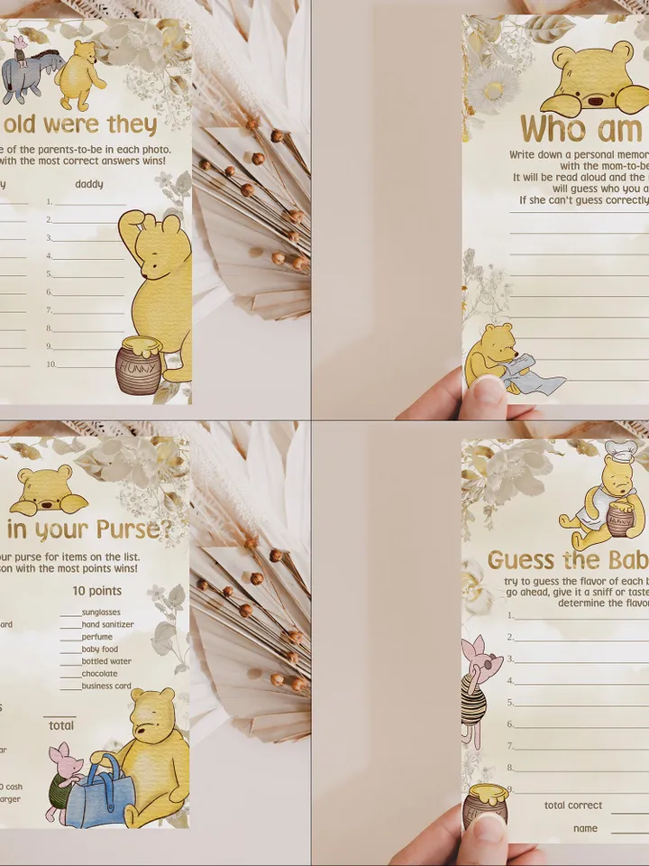 Winnie the Pooh Baby Shower Games; Winnie the Pooh Inspired; Printable Pooh Baby Shower Party Games; Honey Bear Shower Games; pooh1