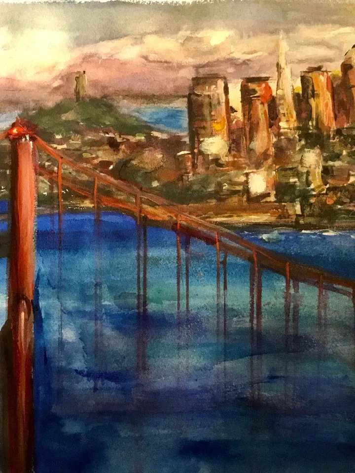 San Francisco painting,original watercolour painting wall art,cityscape painting,american town’s painting,California painting,USA painting.