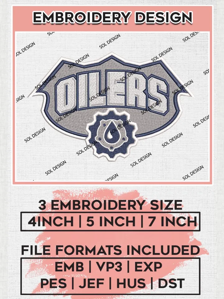 NHL Oilers Word Logo Embroidery Designs, NHL Edmonton Oilers Embroidery, Hockey Team Logo Emb Files, NHL Embroidery Designs, Files Machine embroidery Files, Digital Download