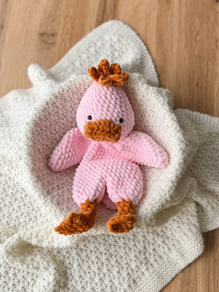 Crochet duck snuggler pattern Cute crochet lovey pattern for kids Crochet duck cuddler pattern, no-sew pattern