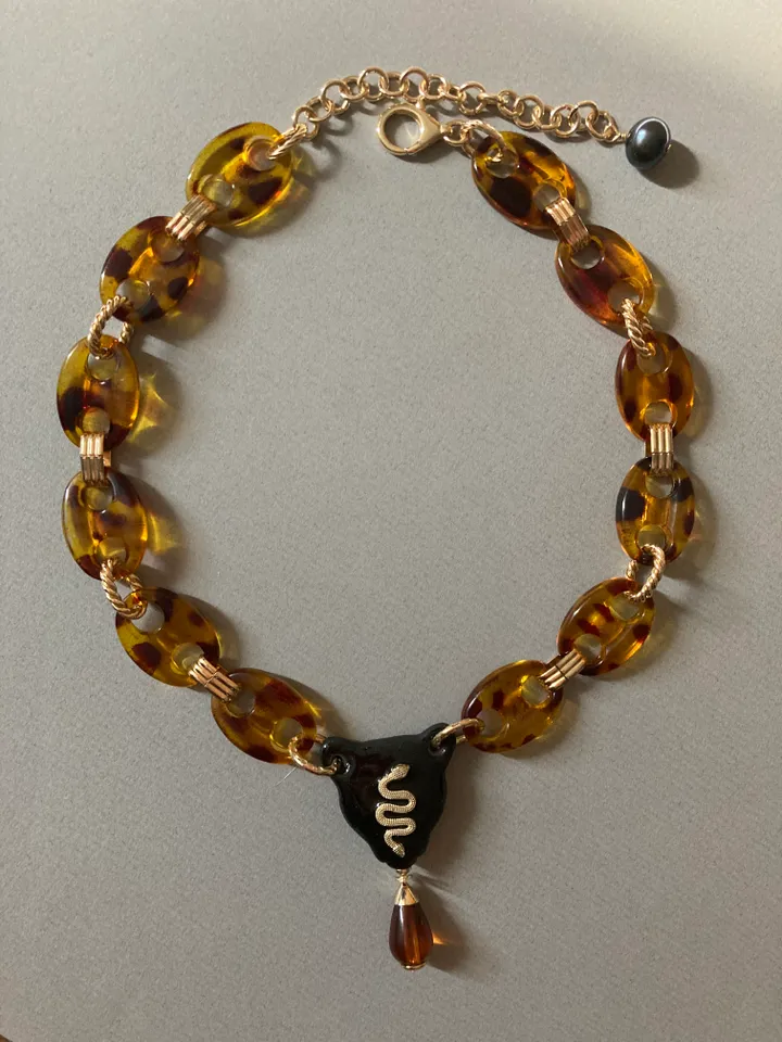 Choker handmade leopard porcelain