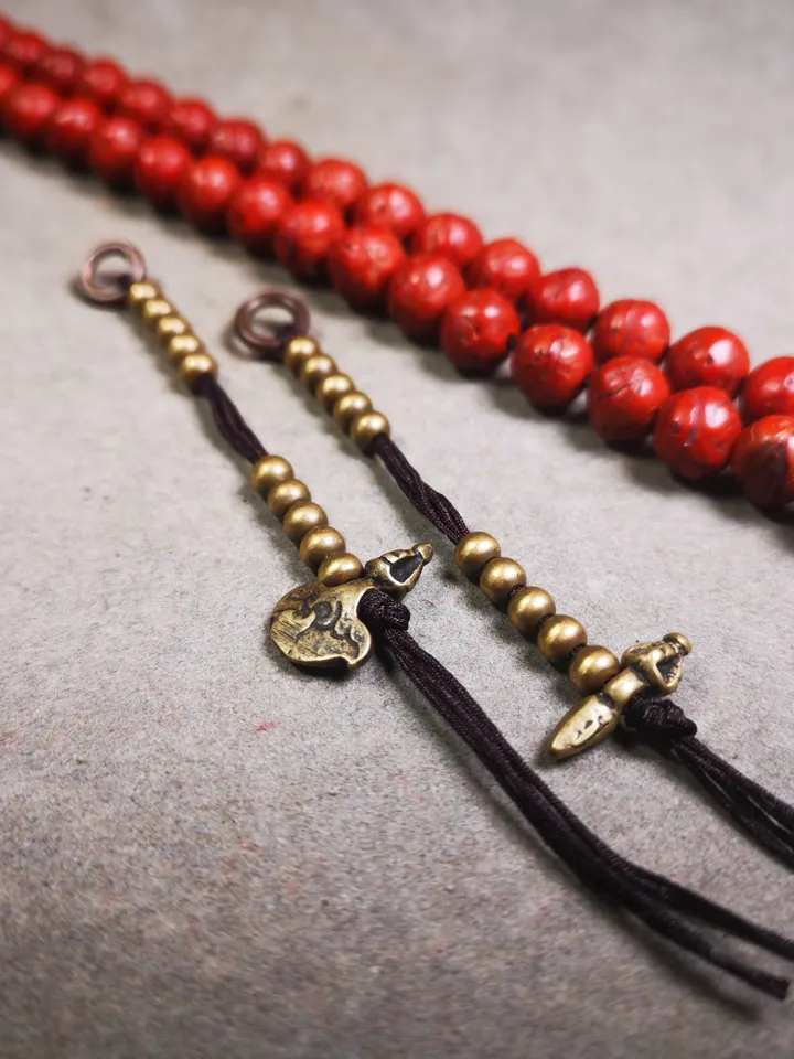 Gandhanra Handmade Tibetan Buddhist Mala Counters,Prayer Bead Counters,with Kartika and Kila Pendant,Made of Brass,Small Size 4mm