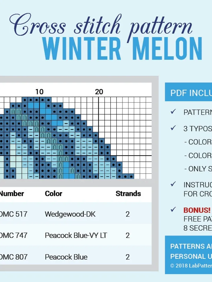 Cross stitch pattern Winter Melon  Cross stitch pattern Plants vs Zombies  PDF Format  Instant Download Home décor  Modern