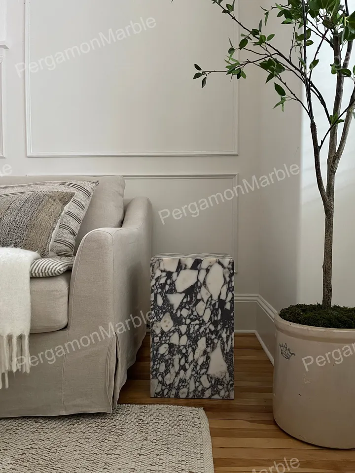 Calacatta viola Marble cube table marble cube coffee table nightstand or side table, handmade