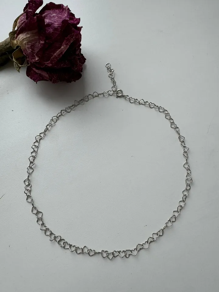 Sterling silver heart shape chocker  | handmade silver jewelery |  |minimalist jewelery | silver minimalist necklace for women