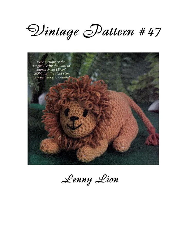 Lenni Lion Toy Vintage Crochet Pattern 46
