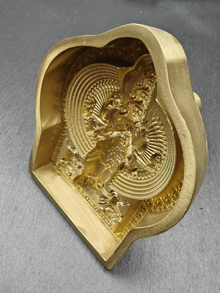 1000 Arms Avalokitesvara Tsa Tsa Mold,Gandhanra Tibetan Copper Mould For Making Clay Buddha Statue Offering,Tsha Tsha Mould，11cm Height