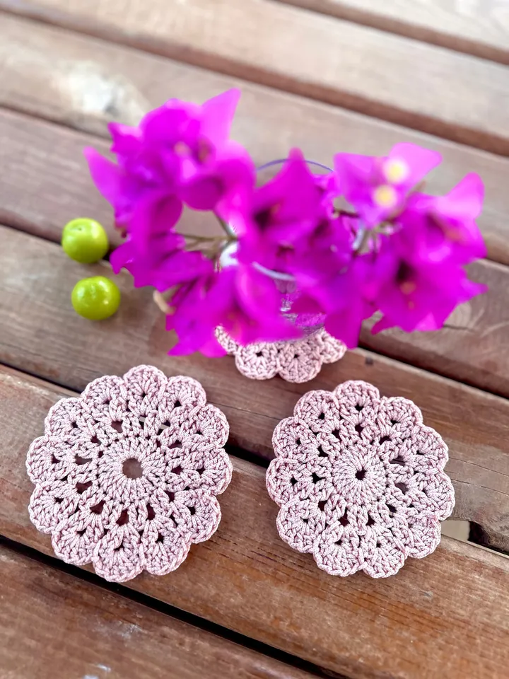 CROCHET Flower Coaster pattern | Instant Download PDF | Tutorial and Video | Easy crochet | Summer home decor | kitchen decor | Gift idea