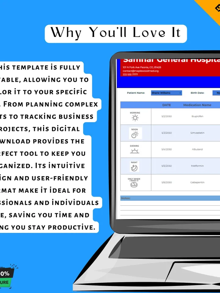 Medication Tracker Template, Google Sheets Health Tracker, Digital Download, Easy-to-Use Medicine Log for Personal  Family Wellness