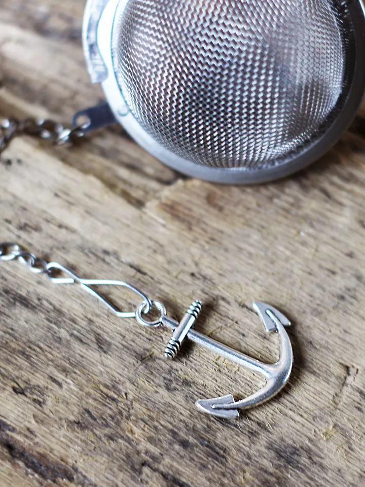 Nautical tea infuser for loose leaf tea, Tea Maker with anchor charm, Tea Steeper anchor pendant, Herbal tea gift