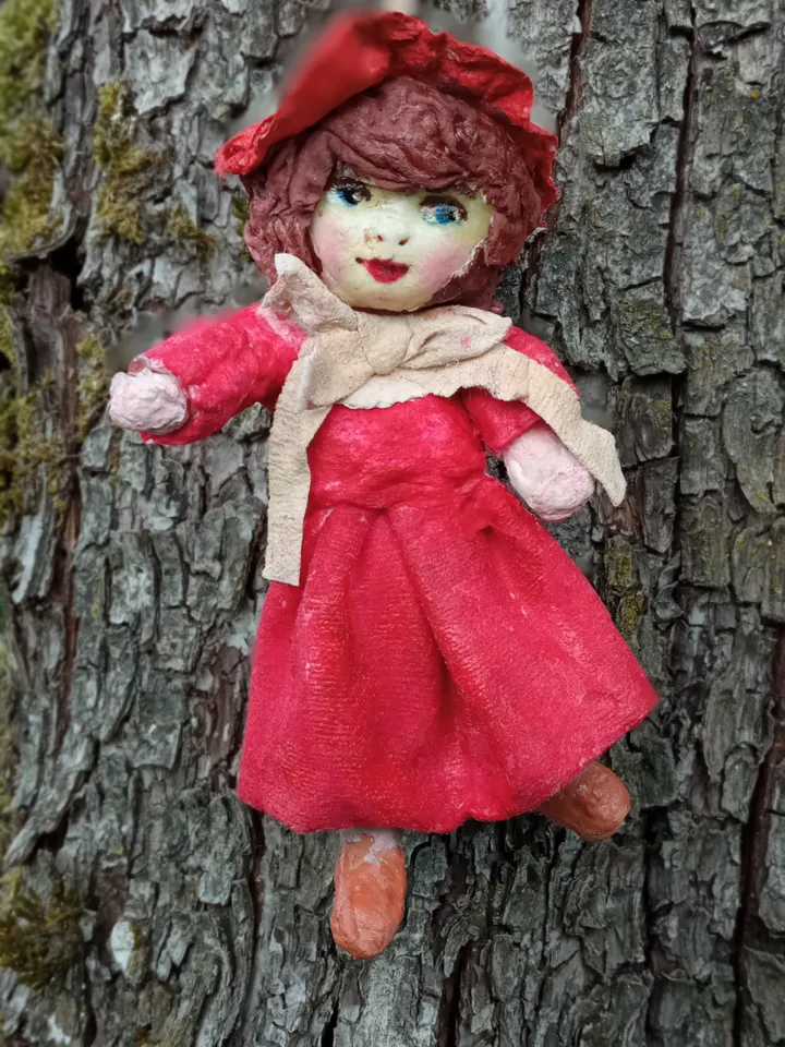 Author's handmade doll Little Red Riding Hood. Cotton toy for decorating a Christmas tree. Family souvenir for home decoration. A unique handmade gift. Made in 1 copy. Free shipping