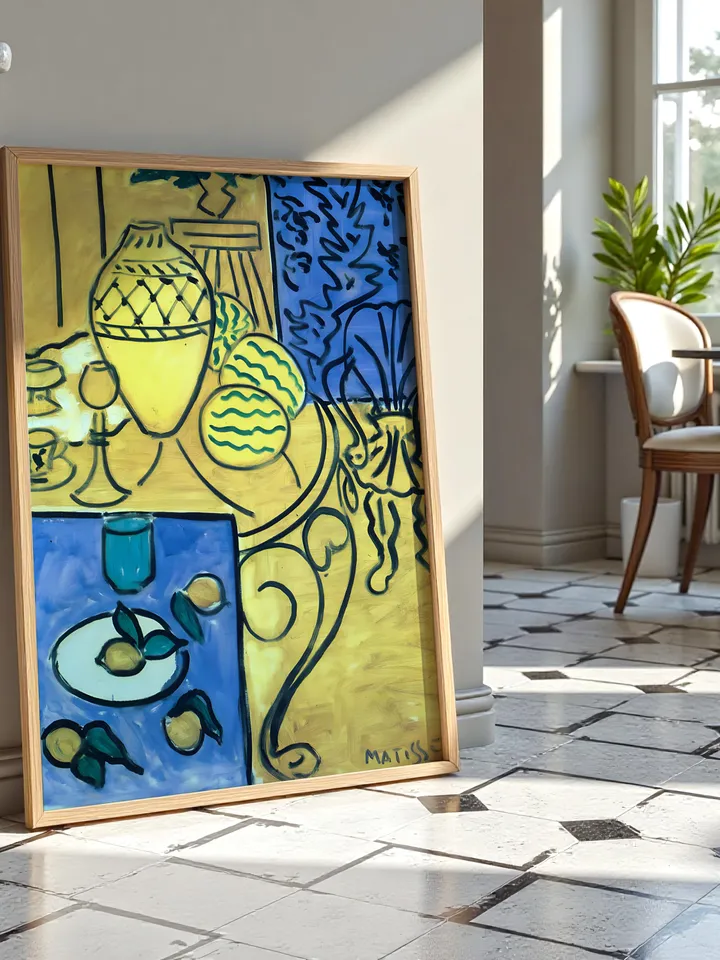 Henri Matisse Print, Yellow Interior Still Life Artwork, Modern Abstract Wall Art, Iconic Matisse Style Home Decor, Instant Download, HMS6