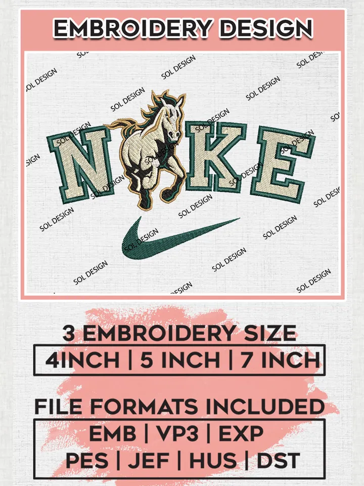 Nike Cal Poly Mustangs Machine Embroidery Design, NCAA Cal Poly Mustangs Embroidery Design Design files, NCAA Embroidery Designs, NCAA Machine Embroidery Designs, Digital Download