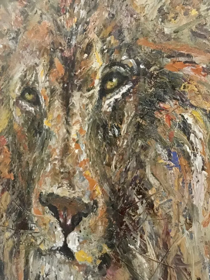NEW ANIMALS COLLECTION.Lion original oil painting , impasto style wild animals wall art,lion room decoration,unique gift for animal lovers.