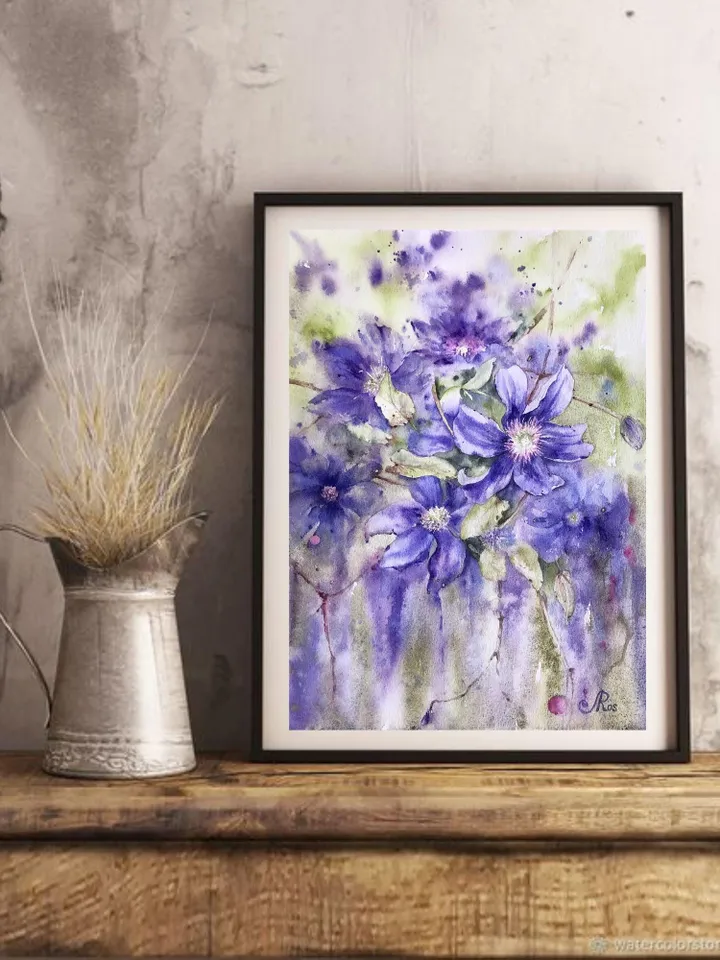 Flowers Original Painting Blooming Painting Watercolor Floral Painting