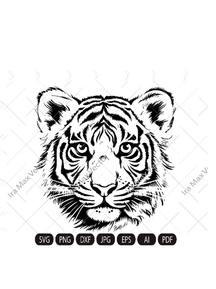 Tiger Svg, Tiger young svg, Tiger baby, Tiger Clipart, Tiger Png, Tiger Head, Tiger detailed , Tiger Silhouette, Animals Silhouette