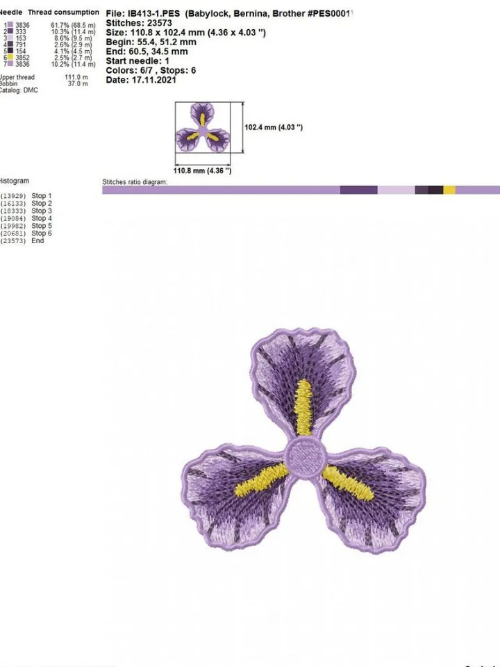 Iris  brooch FSL machine embroidery designs Free standing lace embroidery pattern 3D flower embroidery motif Flower FSL embroidery broochFSL