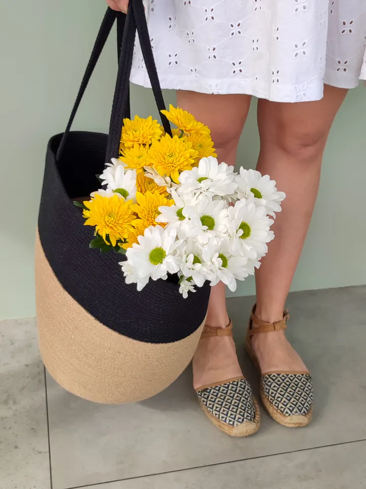 Large handmade jute and cotton bag