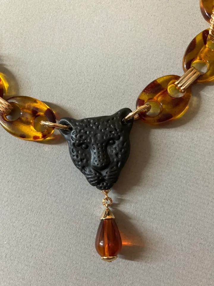 Choker handmade leopard porcelain