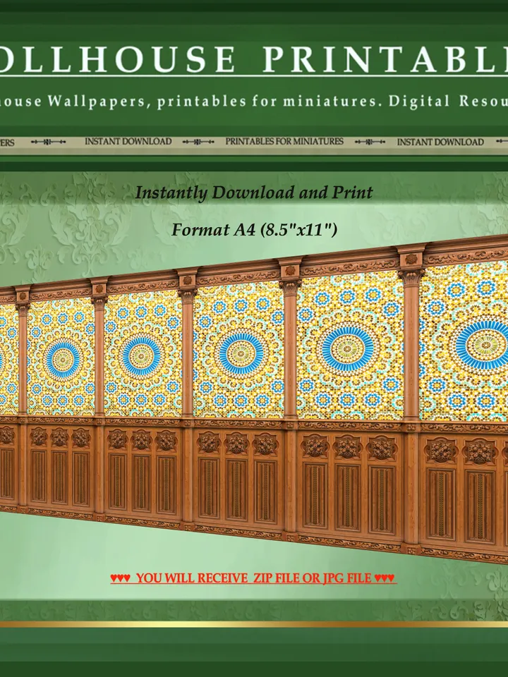 Wallpapers- Set 15-v4 | Printables for Dollhouses and Unique Miniature Projects | Digital Downloads | in Scale 1/12th