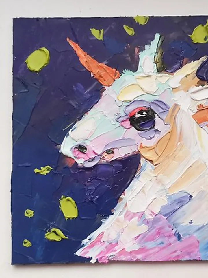 Unicorn Painting Fairy Original Art Oil Painting Wall Decor Horse Artwork