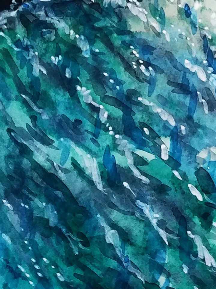 Azure Coast Painting Aerial Original Art Watercolor Artwork France Painting Beach Wall Art 11 by 16 by TatianaArtShop