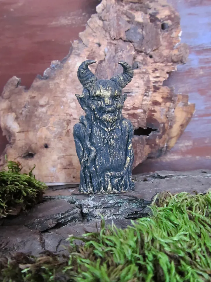 Pan god statue Satyr Greek God figurine Pan Figure Sculpture God of Wild and Nature Horned God Pagan God Statue Wicca altar Greek Mythology