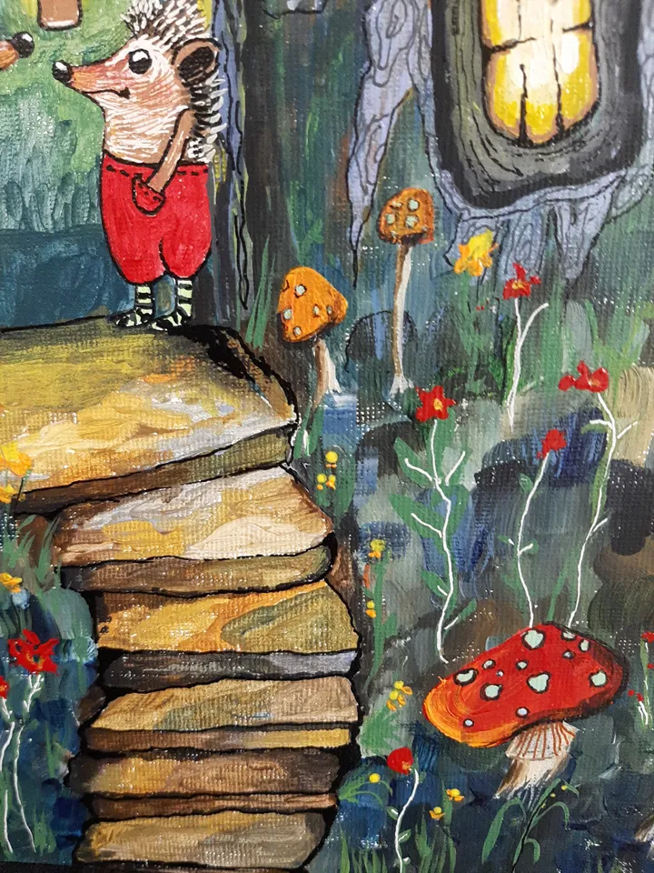 "Way Home' is original acrylic on a canvas board for children, nurses,collectors