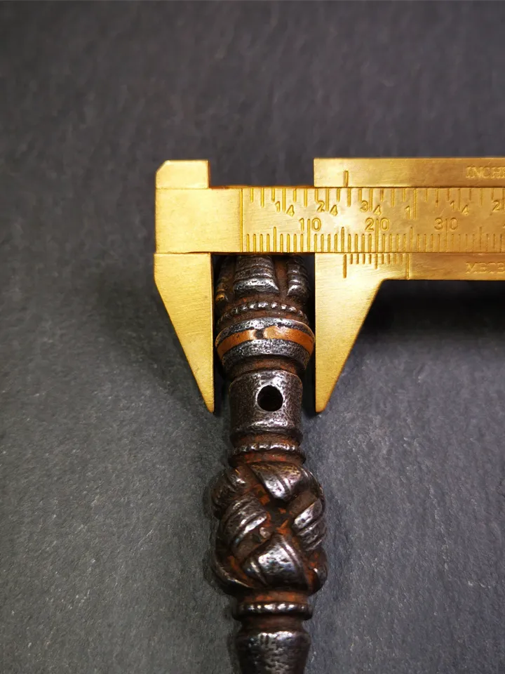 Gandhanra Handmade Tibetan Buddhist Ritual Implement - Kila -Dorje Phurba,Made of Cold Iron inlaid with Copper,5.1"