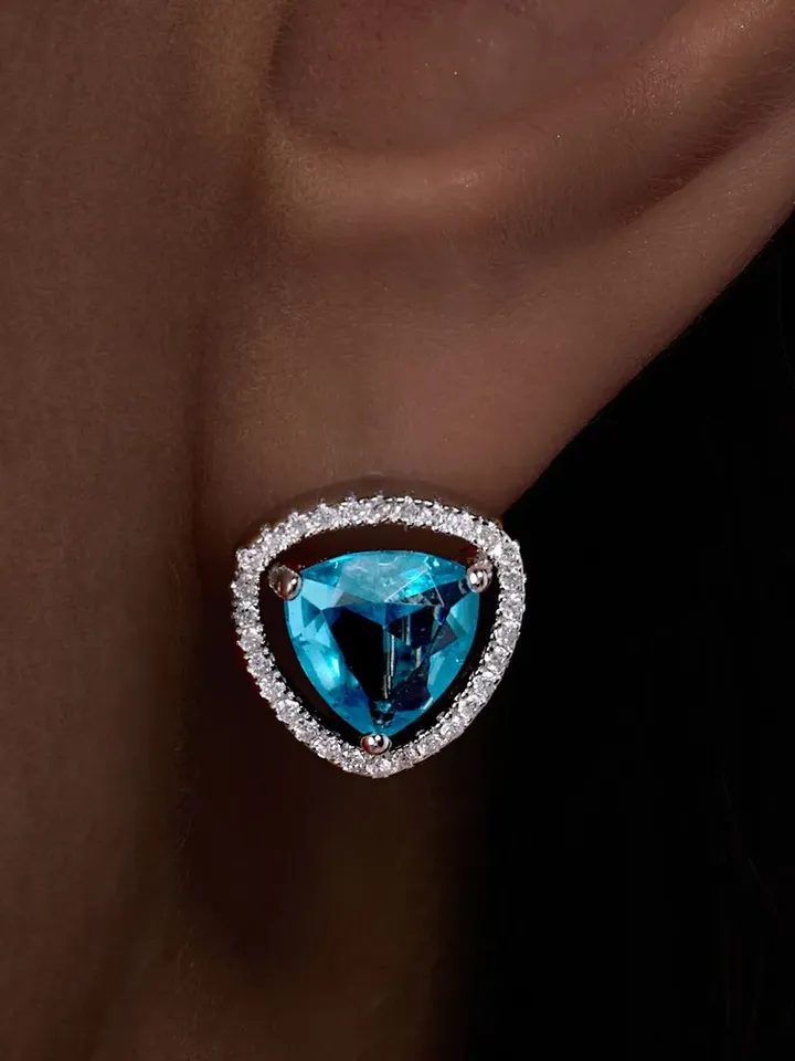 Earrings silver 925 with blue cubic zirconia