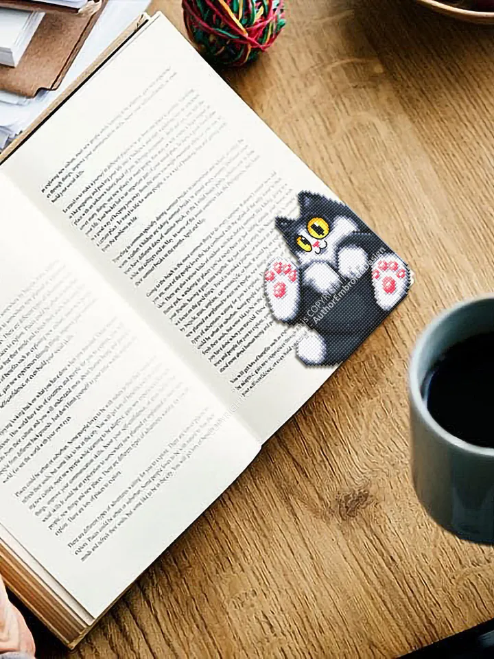 Black cat Corner bookmark cross stitch pattern download PDF Funny cat cross stitch chart, Cat bookmark digital pattern, Cat lover gift #B267
