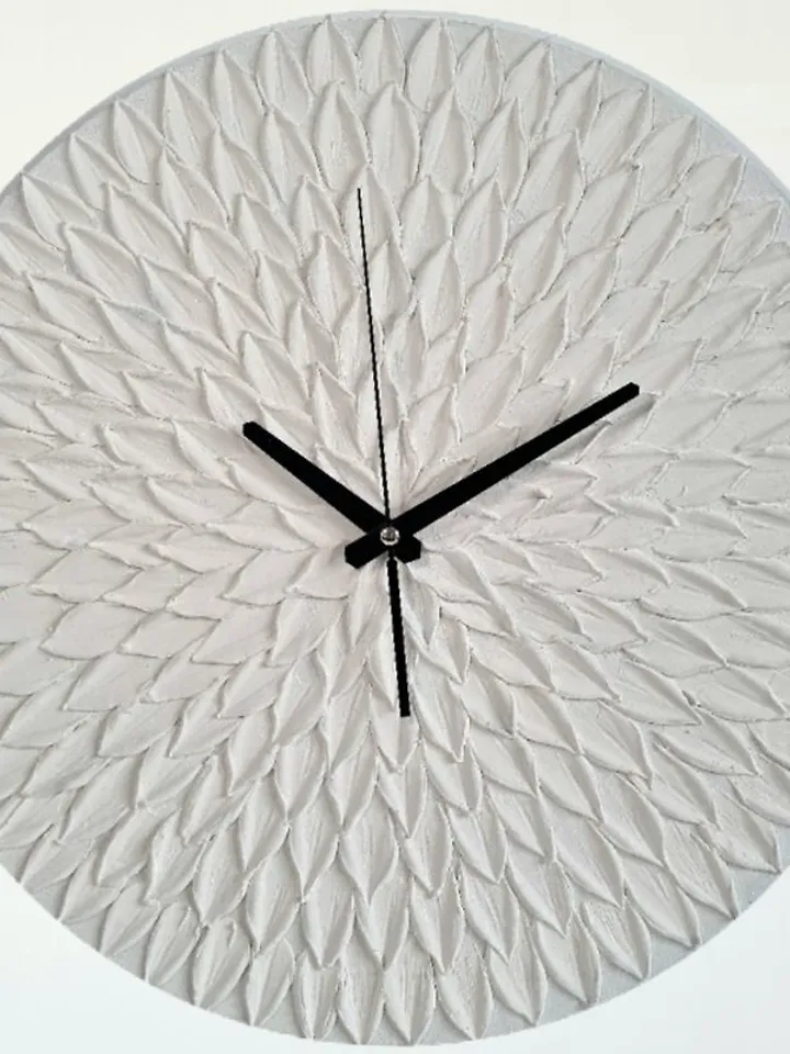 Large textural white wall clock Silent clock Unique handmade clock Modern clock