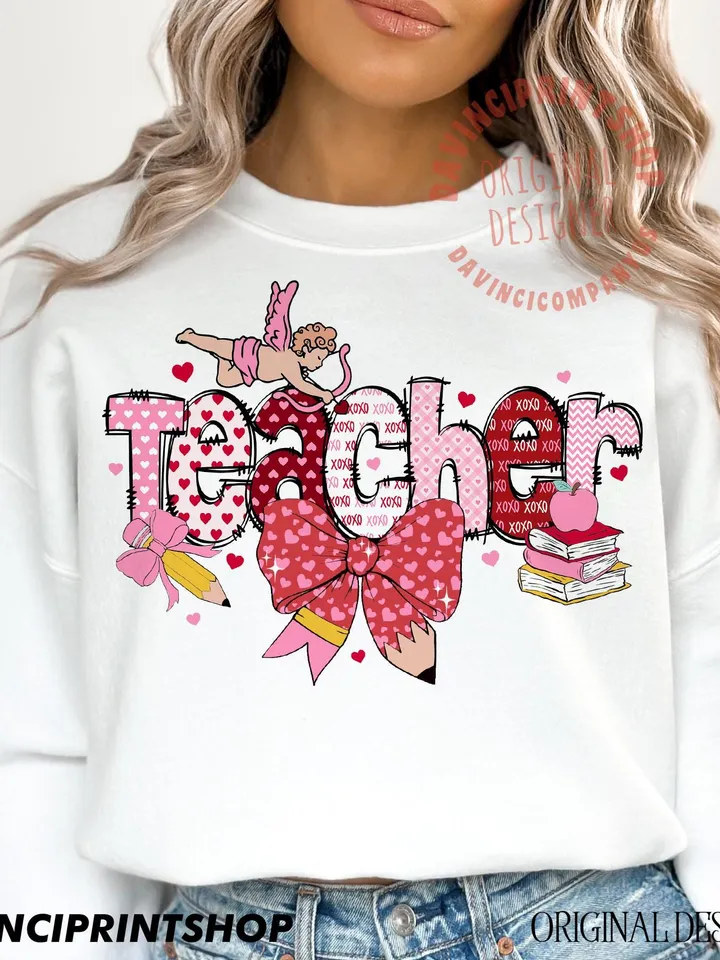 Valentine teacher png, Teacher Coquette Valentine Png, Valentine Png, Retro Valentine Png, Teacher png, Valentines Day png, gift for teacher