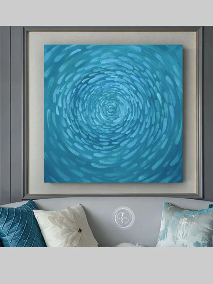 Blue Turquoise Abstract Wall Art Original oil painting Waterscape Art Ocean eye Modern artwork