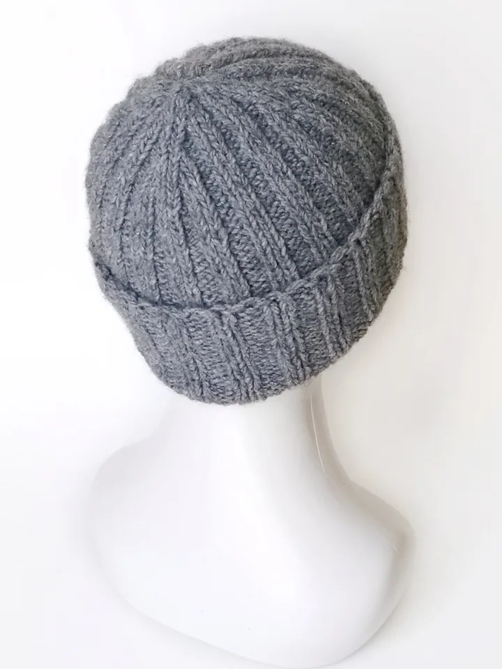 Handmade Grey Men's Beanie with Cuff - Luxuriously Warm Merino-Alpaca Blend Knit Hat, Handcrafted Warm Winter Wool Cap. FREE SHIPPING!