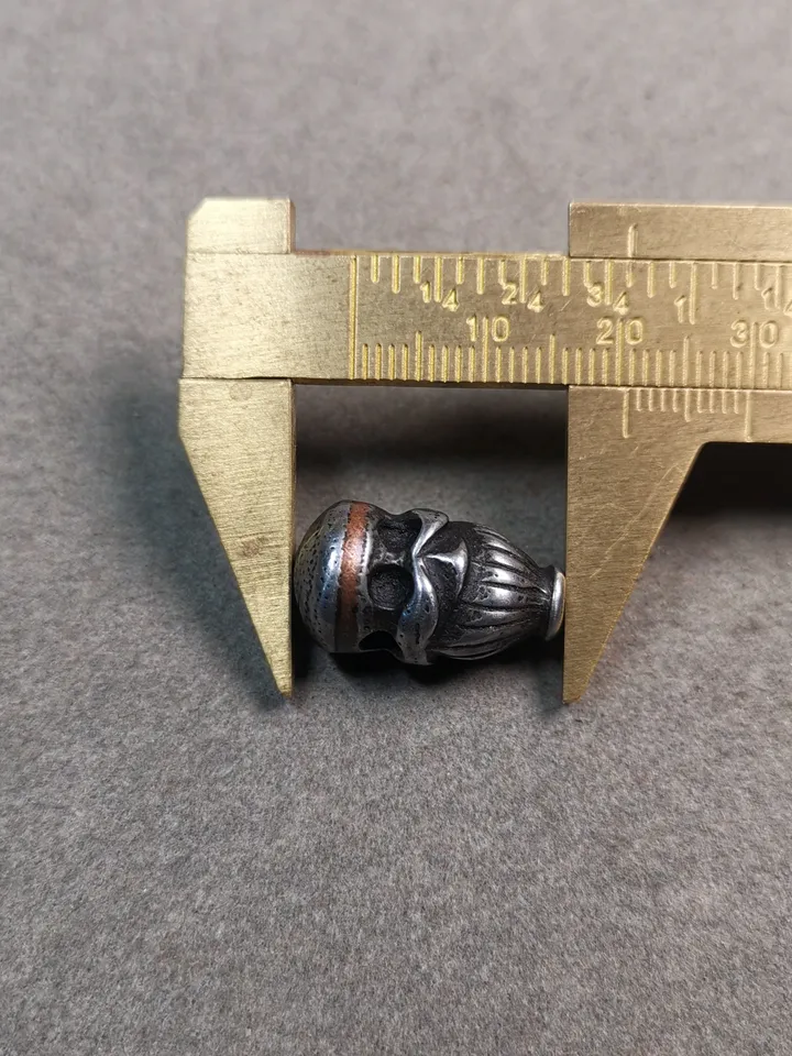 Gandhanra Tibetan Cold Iron Guru Bead,Skull Shape T-drilled 3-Hole Prayer Bead,Mala Bead,Connector Bead for Buddhist Bead Accessories