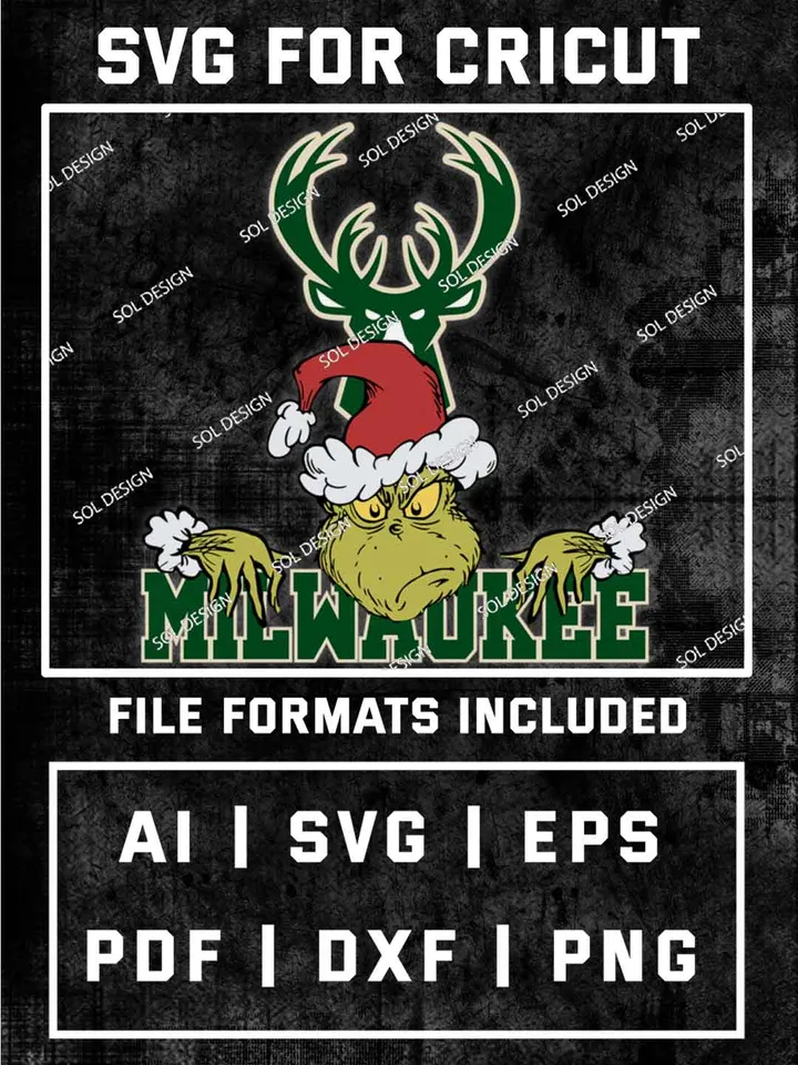 Grinch Milwaukee Bucks SVG, NBA SVG Design, NBA Milwaukee Bucks SVG, NBA Bucks Cricut, Christmas Svg, Grinch svg, Digital Download