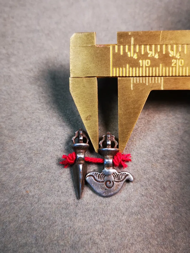 Gandhanra Antique Tibetan Amulet Pendant,Mini Phurba and Kartika(knife of the dakinis) ,for Prayer Bead Counter,Mala Accessories