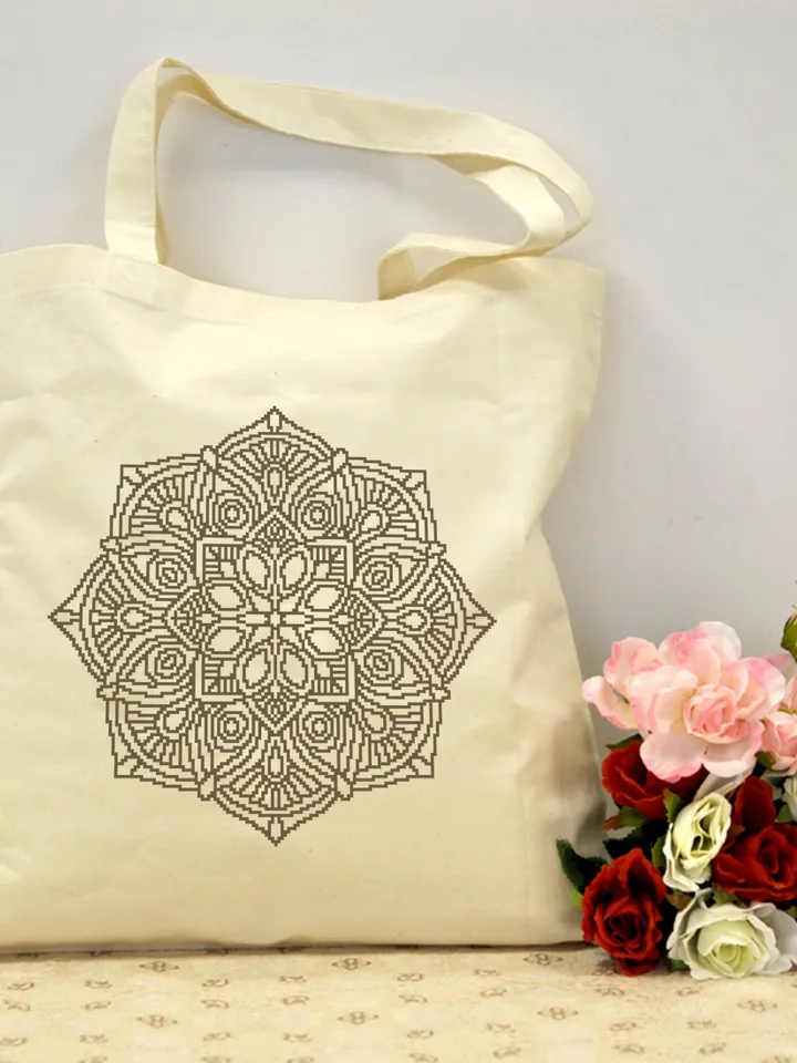 Mandala cross stitch pattern download PDF Monochrome cross stitch chart Modern mandala ornament digital PDF, Mandala hand embroidery PDF #M6