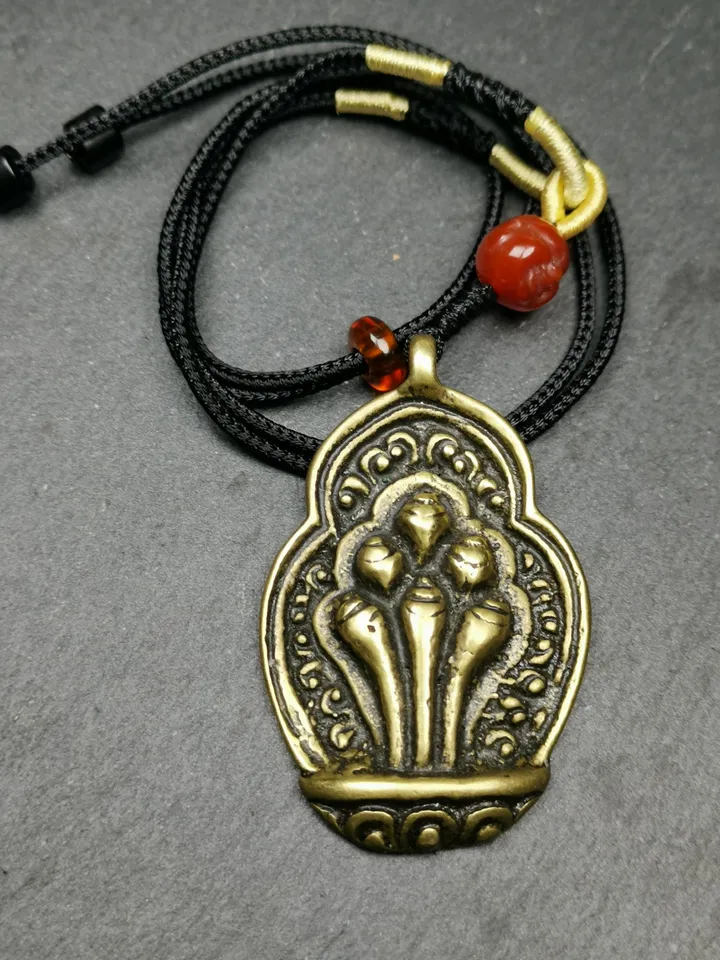 Gandhanra Antique Tibetan Buddhist Amulet,Mani Jewel Badge/Wish Fulfilling Cintamani Pendant,80 Years Old