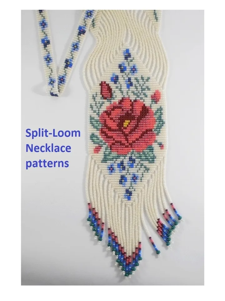 Bead loom patterns, schemes for a Gerdan-Split-Loom Necklace, Beading Loom only Pattern, Instant Download, PDF