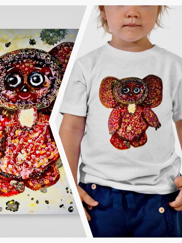 Photo paper poster made with my original mix media artwork,home decoration,nursery room art,housewarming gift,russian kids toy wall art