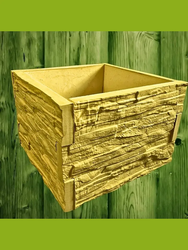 Set of 2 molds for a garden flowerpot "stone texture"450 * 460 * 30 mm,