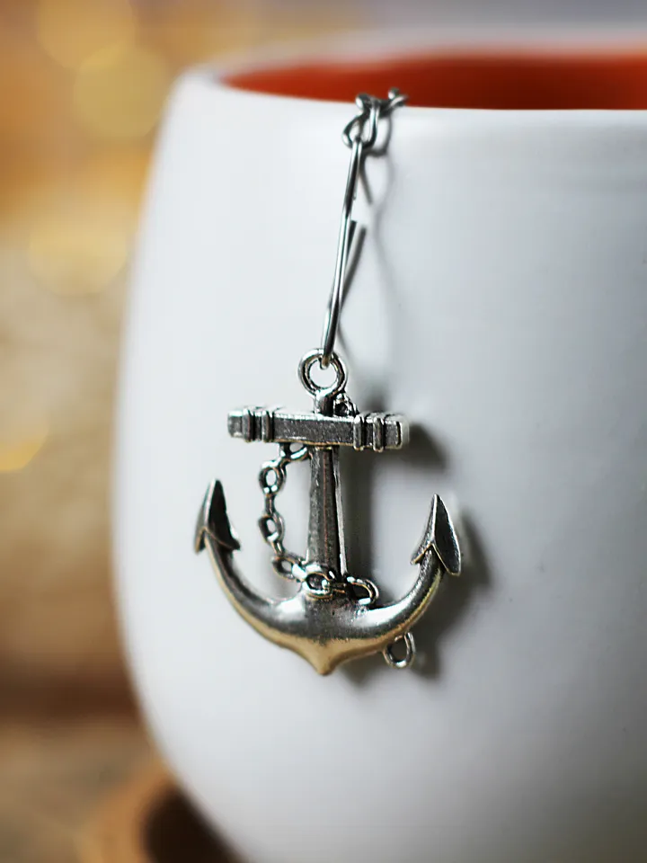 Tea steeper anchor for loose leaf tea, Tea Strainer with anchor pendant, tea infuser anchor charm, Herbal tea gift