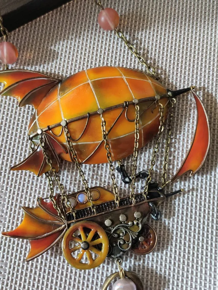 Air balloon jewelry, Fairy Necklace , Fantasy Necklace, Bib Necklace , Ship Necklace, Ship Ornament, Hot Air Balloon