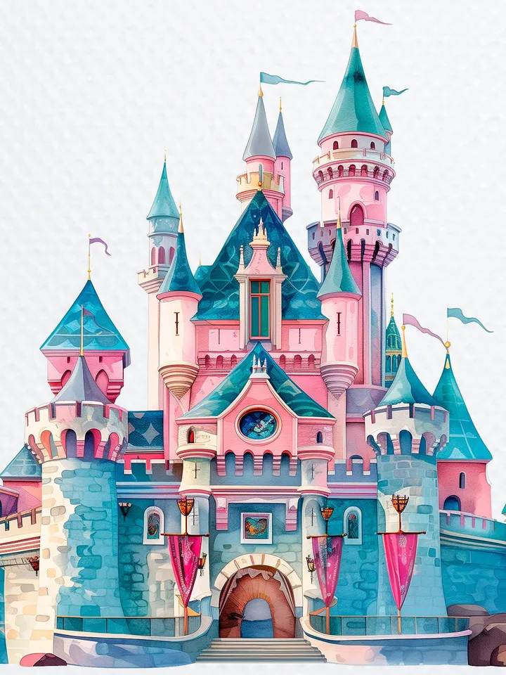 12 Princess Castle PNG Clipart, Watercolor Princess Castle for sublimation, Princess Castle High Quality PNGs, Paper craft, Junk Journals