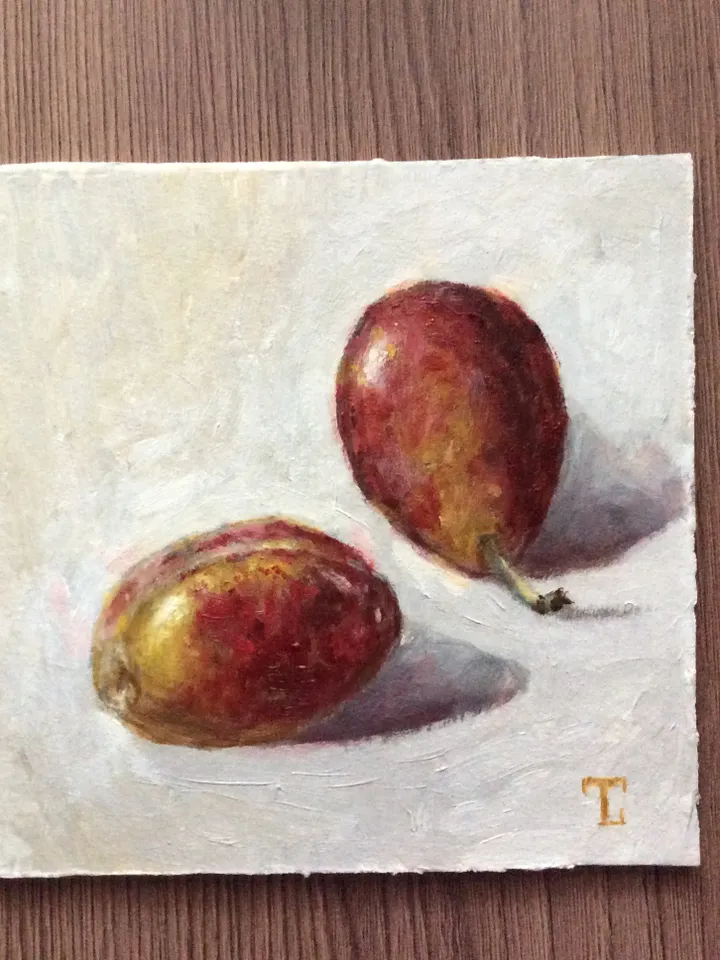"Plums" oil small painting fruit stilllife original wall art picture artwork